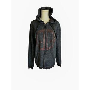 Marvel Deadpool Hoodie Sweatshirt Full Zip Mens L Charcoal Gray Long Sleeve